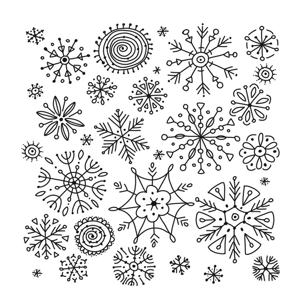 手に描かれた雪の結晶コレクション — ストックベクタ