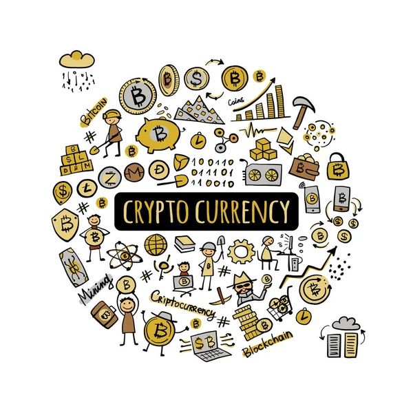 Bitcoin Criptomoneda Tecnología Blockchain Marco Para Diseño Ilustración Vectorial — Archivo Imágenes Vectoriales