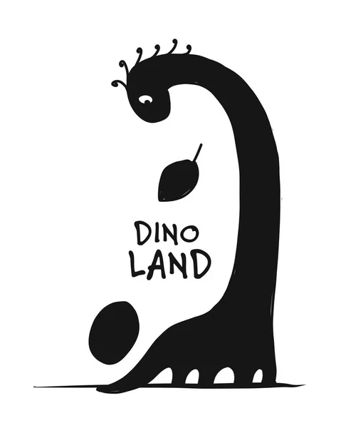 Vtipný dinosauří, černá silueta, dětinské styl pro váš design — Stockový vektor