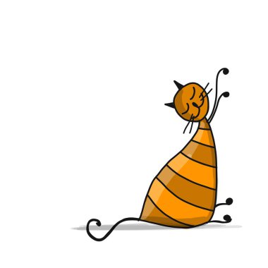 Şirin çizgili kedi, tasarımınız için kroki