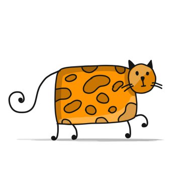 Şirin çizgili kedi, tasarımınız için kroki