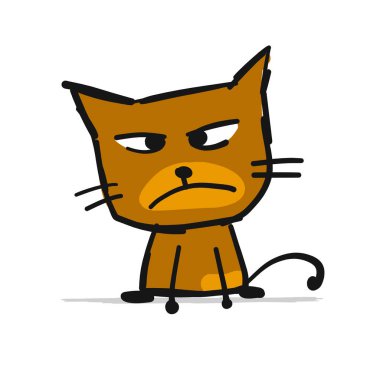 Komik kedi yavrusu, tasarımınız için kroki