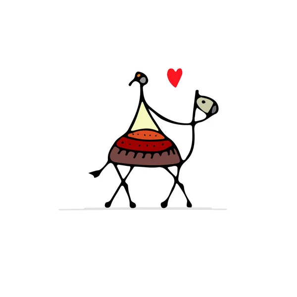 Camel, boceto para tu diseño — Vector de stock