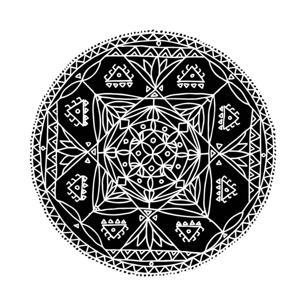 Ornament Mandala, ręcznie wykonane, szkic do projektowania — Wektor stockowy