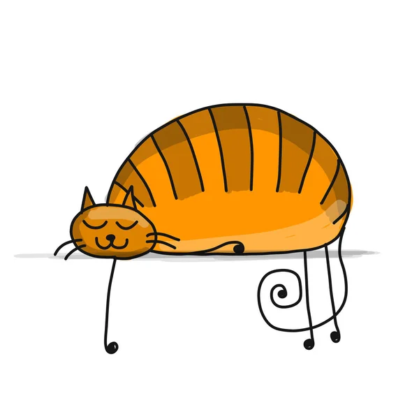可爱熟睡中的猫，为您设计素描 — 图库矢量图片