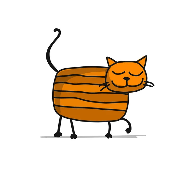 Χαριτωμένο ριγέ γάτα, σκίτσο για το σχέδιό σας — Διανυσματικό Αρχείο