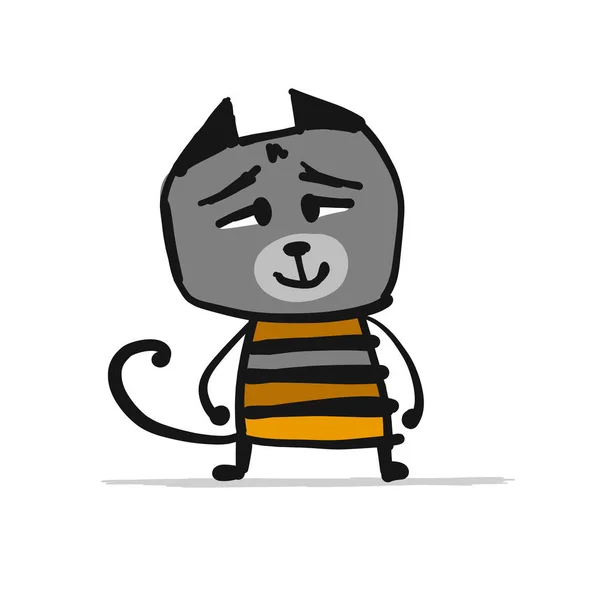 Komik kedi yavrusu, tasarımınız için kroki — Stok Vektör