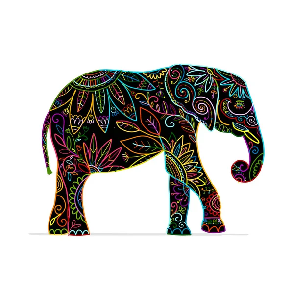코끼리 화려 한, 당신의 디자인을 위한 스케치 — 스톡 벡터