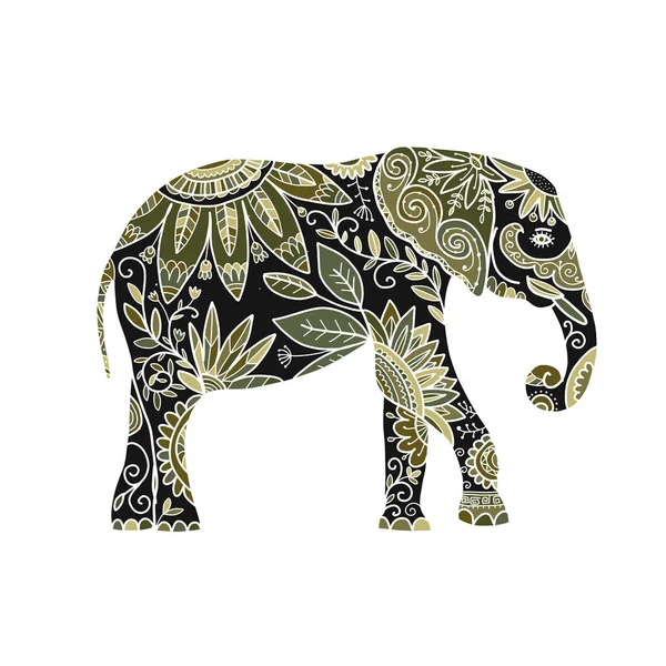 Elefante adornado, boceto para su diseño — Vector de stock