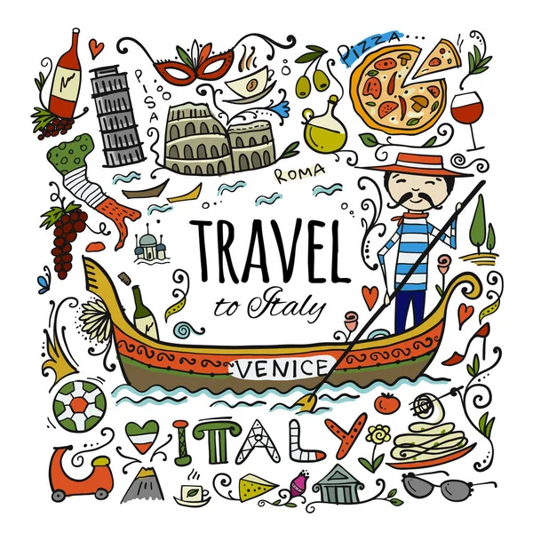 Подорож до Італії. Вітальна листівка для вашого дизайну — стоковий вектор