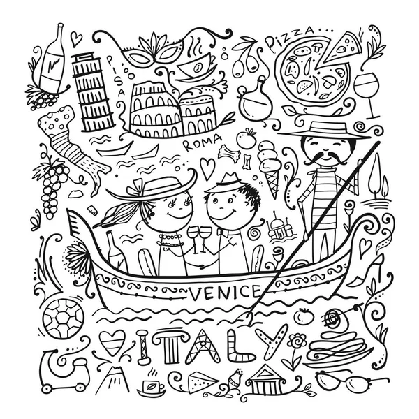 Viajar a Italia. Tarjeta de felicitación para su diseño — Archivo Imágenes Vectoriales