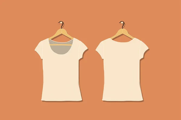 Camiseta femenina maqueta blanca para tu diseño — Archivo Imágenes Vectoriales