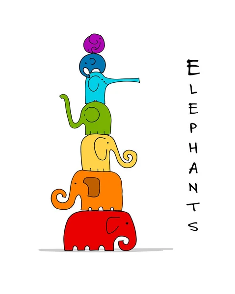 Elefantes diseño familiar — Vector de stock