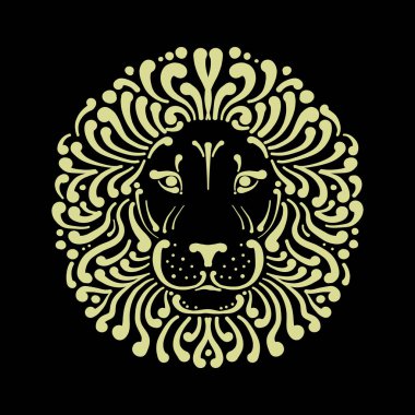 Aslan suratlı logo, tasarımın için çizim.