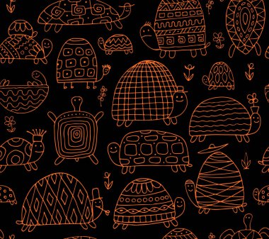 Komik kaplumbağalar koleksiyonu, tasarımınız için seamless modeli