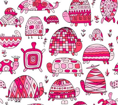 Komik kaplumbağalar koleksiyonu, tasarımınız için seamless modeli