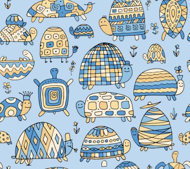 Komik kaplumbağalar koleksiyonu, tasarımınız için seamless modeli