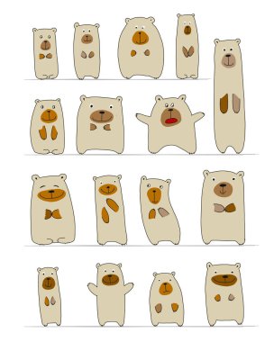 Komik ayılar koleksiyonu, tasarımın için çizim