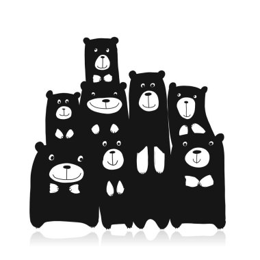 Komik Ayılar ailesi, tasarımınız için çizim yapın