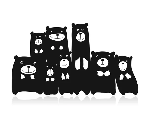 Família engraçada dos ursos, esboço para seu projeto —  Vetores de Stock