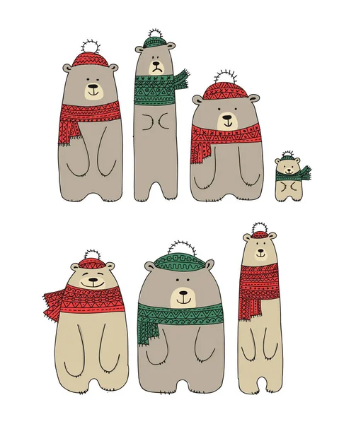 Santa bears family, sketch for your design — Stock Vector