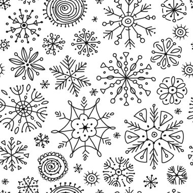 El çizimi kar taneleri, dizaynınız için pürüzsüz desen