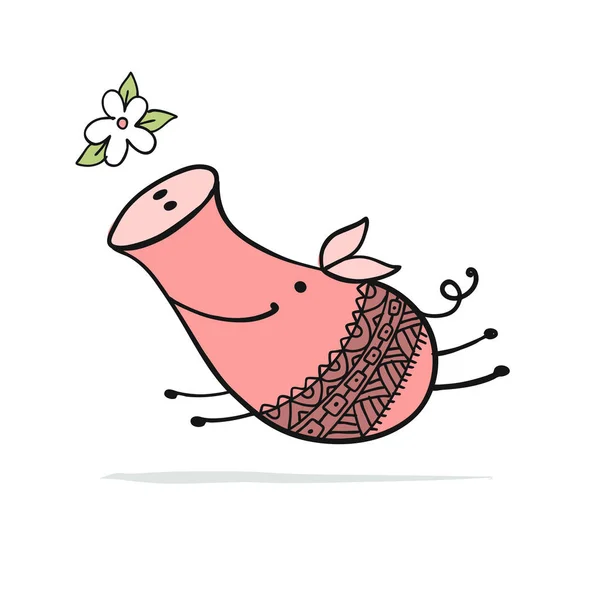 Cochon mignon pour votre conception — Image vectorielle