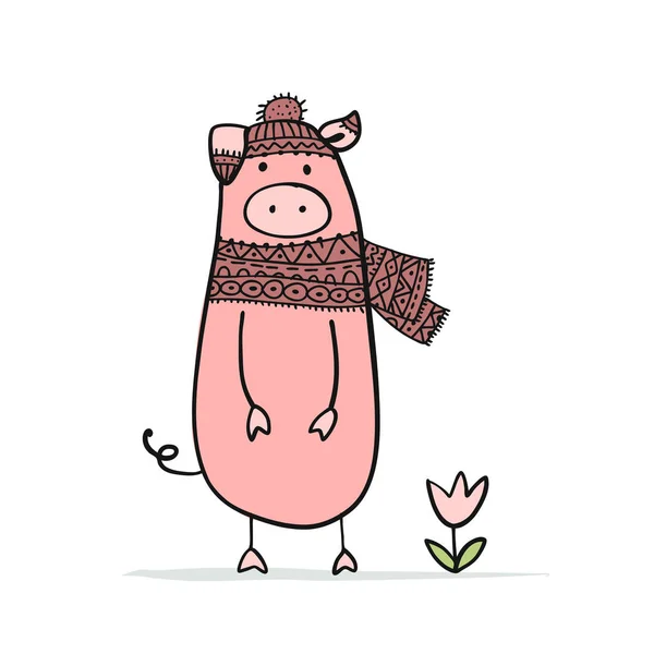 Lindo cerdito para su diseño — Vector de stock