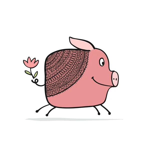 A design aranyos piggy — Stock Vector