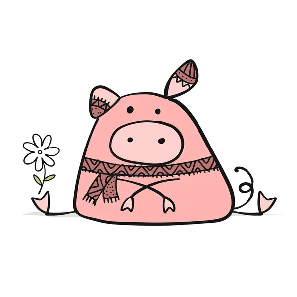 Lindo cerdito para su diseño — Vector de stock