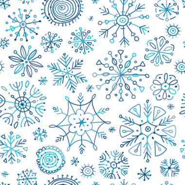 El çizimi kar taneleri, dizaynınız için pürüzsüz desen