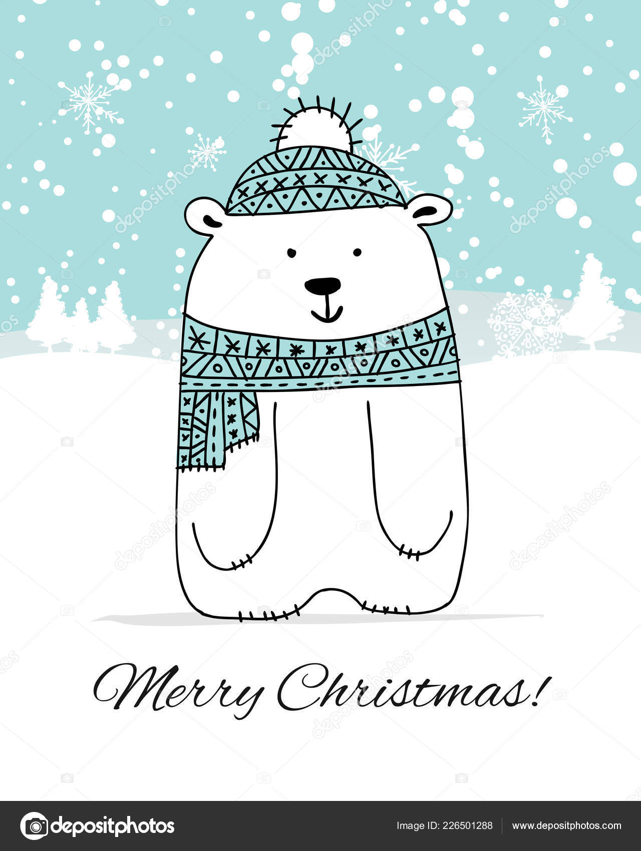 christmas card with white santa bear stock vector kudryashka christmas card vector