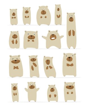 Komik ayılar koleksiyonu, tasarımın için çizim