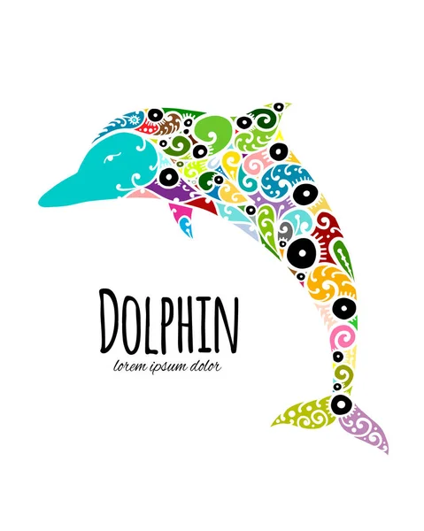 Logotipo ornamentado golfinho, esboço para o seu design — Vetor de Stock