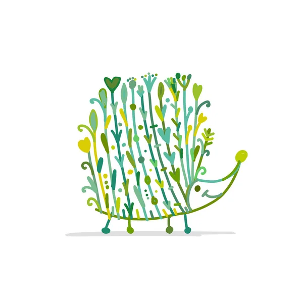 Ouriço floral, logotipo definido para o seu projeto — Vetor de Stock