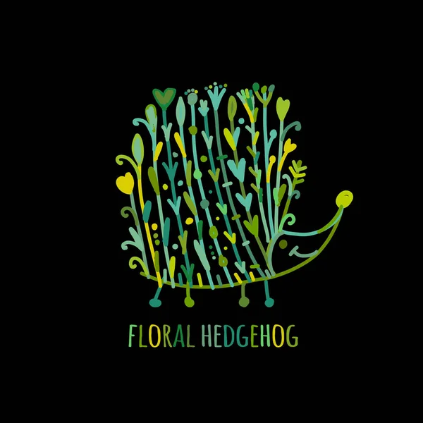 Hérisson floral, logo fixé pour votre conception — Image vectorielle