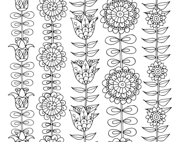 Scandinavische folk stijl bloemen, naadloze patroon — Stockvector
