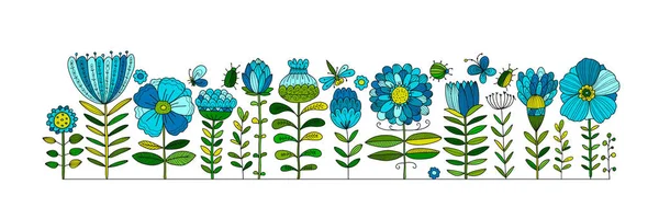 Blumengarten, Skizze für Ihre Gestaltung — Stockvektor