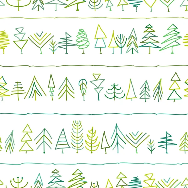 Χωρίς ραφή πρότυπο με δέντρα, το σκίτσο για το σχέδιό σας — Διανυσματικό Αρχείο