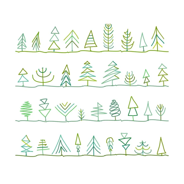 초록 나무 컬렉션 — 스톡 벡터