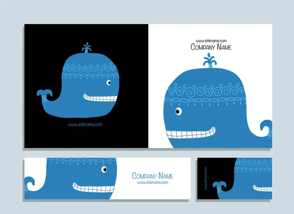 Baleia azul, design de cartões de visita —  Vetores de Stock
