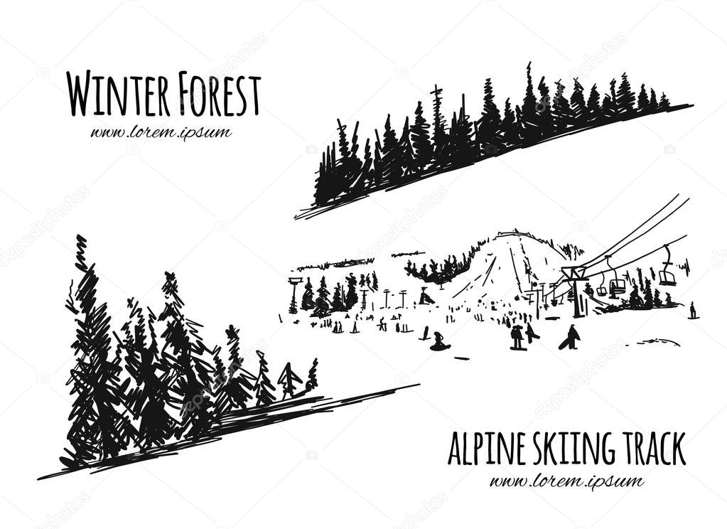 Alpine skiing track, sketch for your design