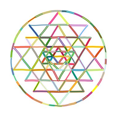 Kutsal geometri ve simya Sri Yantra sembolü. Tasarımınız için elle çizilmiş kroki