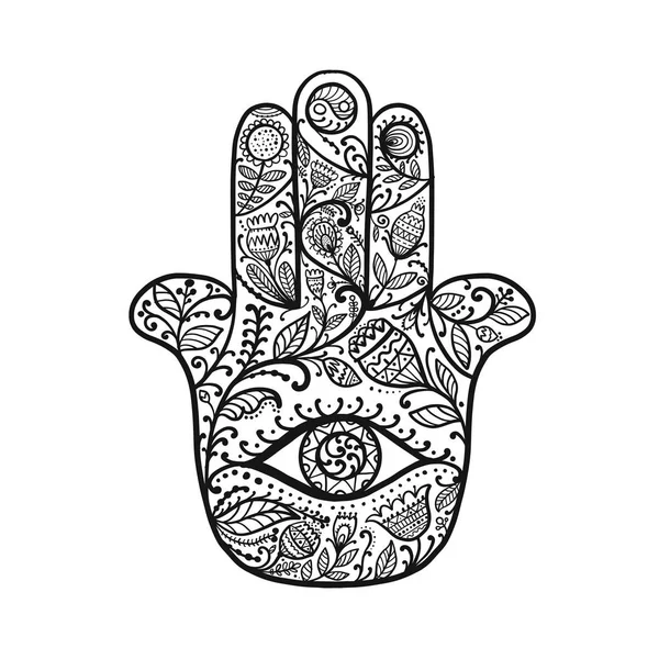 Indická zdobená ruka Hamsa, symbol. — Stockový vektor