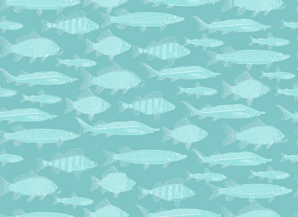 Fish collection, seamless pattern for your design — Stock Vector