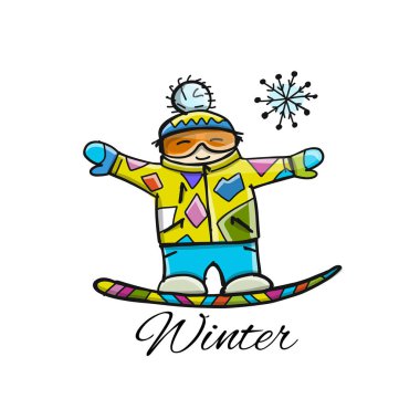 Snowboard, kroki tasarımınız için. Vektör çizim