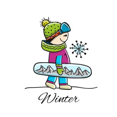 Snowboard, kroki tasarımınız için. Vektör çizim