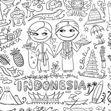 Travel to Indonesia. Seamless pattern for your design. Vector illustration vector Travel to Indonesia. Seamless pattern for your design. Vector illustration vector