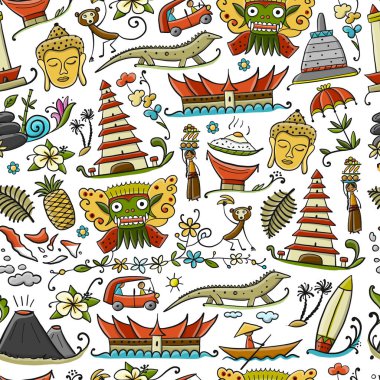 Travel to Indonesia. Seamless pattern for your design. Vector illustration vector Travel to Indonesia. Seamless pattern for your design. Vector illustration vector