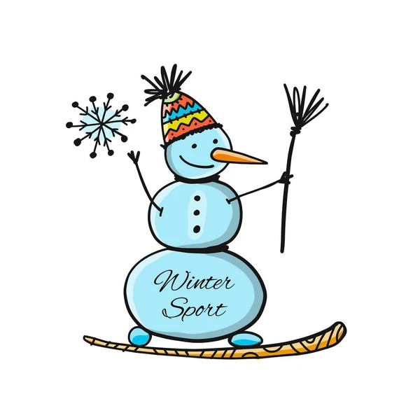 Χιονάνθρωπος Snowboarder Σκίτσο Για Σχέδιό Σας Εικονογράφηση Διάνυσμα — Διανυσματικό Αρχείο
